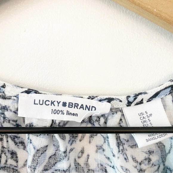 LUCKY BRAND 100% Linen Blue Floral Babydoll Tiered Dress Lightweight - Picture 6 of 6